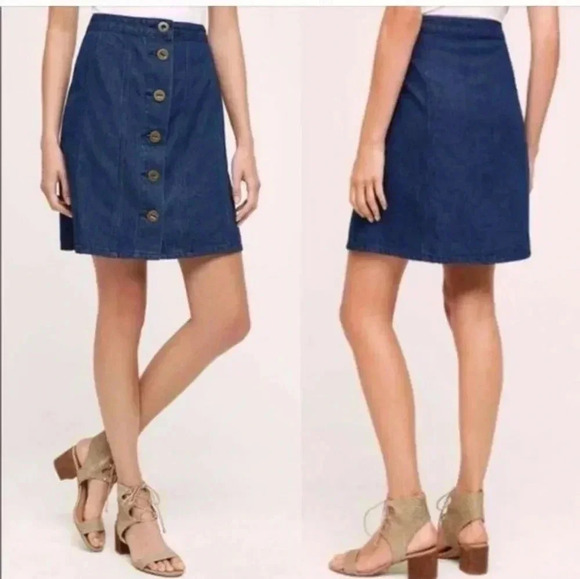 Anthropologie Pilcro and the Letterpress Denim Button Front A-Line Mini Skirt(8) - Picture 1 of 7